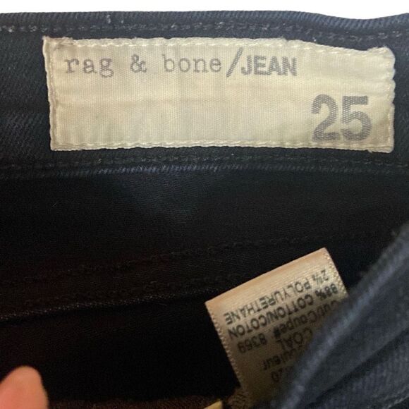 rag & bone High Rise Skinny Dark Coal Wash Denim Stretch Jeans Women Size 25 - Picture 2 of 13